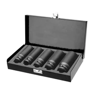 Gépi (impakt) dugófej klt. 1/2",5db, 17-19-21-24-27mm×79mm ; feketített, műanyag tartóban FORTUM