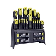 Csavarhúzó klt. 49 db, CrV, mágneses, 4db lapos + 4 db PH + 8 db órás csavarhúzó + BIT-ek, műa. tartóállvány, bliszteren