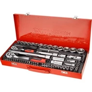 Dugókulcs klt., CV., racsnis 45fog ; 1/4" és 1/2", 65db, dugófejek (4-32mm), bitek, fém doboz
