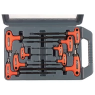 Imbuszkulcs klt. 9db, gömbfejű (25° munkaszög), CV., gumírozott T-nyelű, 2, 2,5, 3, 4, 5, 6, 7, 8, 10mm, műanyag koffer