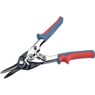 Lemezvágó olló, egyenes- és íves vágáshoz, 255mm, CV., áttételes, kétszínű, múanyag nyél