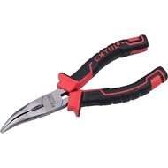 Hajlított csőrű rádiós fogó; 160mm, duál vörös/fekete, TPR nyél, akasztós szerszámtartó