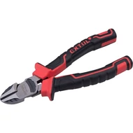 Oldalcsípő fogó, 160mm, duál vörös/fekete TPR nyél, 20% extra erőkifejtés, akasztós szerszámtartó