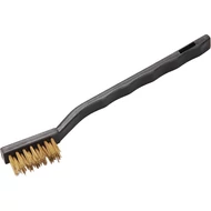 Kis sárgaréz kefe, 3 soros, 175mm, sárgaréz hullámos huzal, PP fogantyú