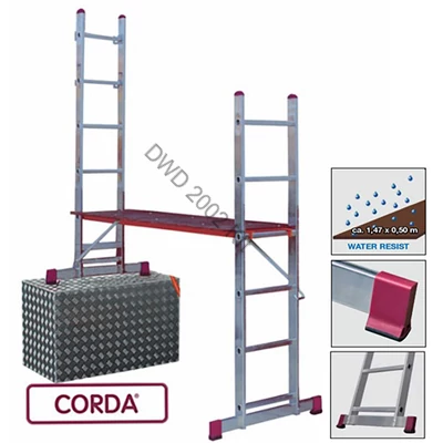 Krause 82107 Corda 2X7 fokos létraállvány /19,6kg;2,00m/ munk.mag: 2,90m