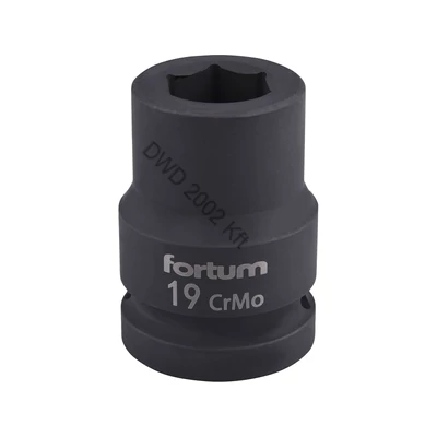 Gépi (impakt) dugófej 3/4", 19mm, L 52 mm, feketített, FORTUM