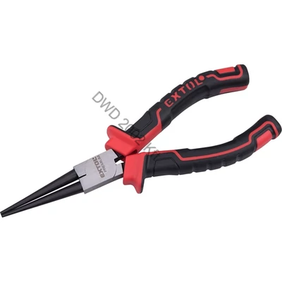 Kerek csőrű fogó; 160mm duál vörös/fekete, TPR nyél, akasztós szerszámtartó