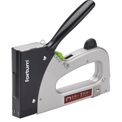Tűzőgép, fémházas, profi, 2 funkciós, tűzőgépkapocs, 6-16×10,6mm, szeg fejjel: 14-16×2×1,2mm FORTUM